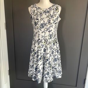 Haani Floral Sleeveless Dress - White and Blue